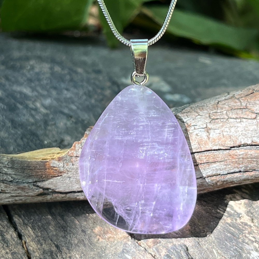 Stainless steel lavender amethyst pendant‎